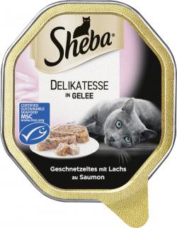 Sheba Genuss in Gelee Geschnetzeltes mit Lachs