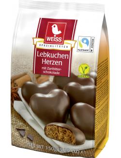 Weiss Lebkuchen Herzen mit Zartbitter-Schokolade