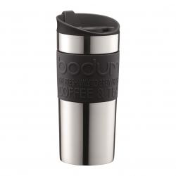 Bodum Travel Mug Edelstahl-Reisebecher doppelwandig 0,35 Liter schwarz